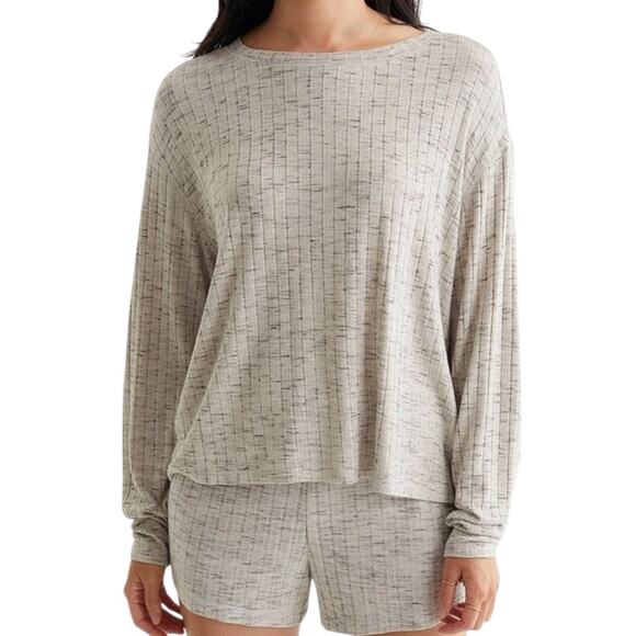 Lucky Brand Light Heather Gray Ribbed Blouse, Long Sleeve, Size XXL, NWT!! - Picture 2 of 7